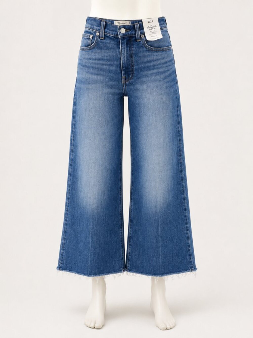 Madewell Jeans Womens 24 NWT Flared Wide Leg Crop High Rise Raw Hem Stretch Deni